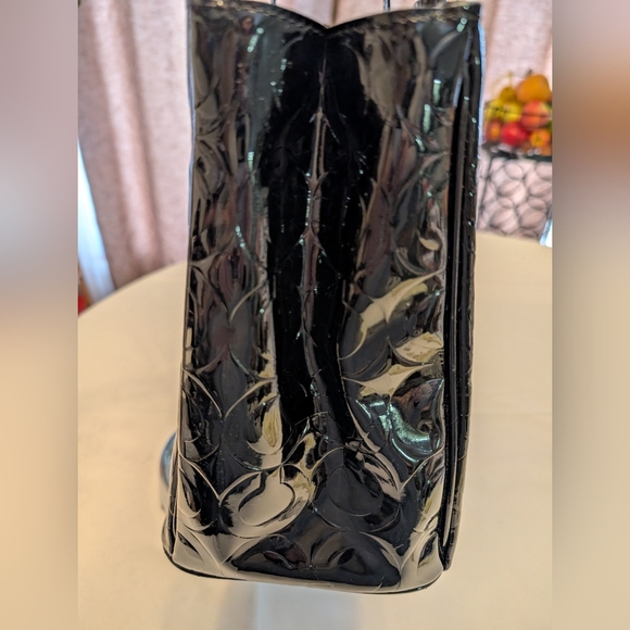 Coach Black Patent Leather Peyton Op Art Double Zip Satchel - Picture 4 of 16